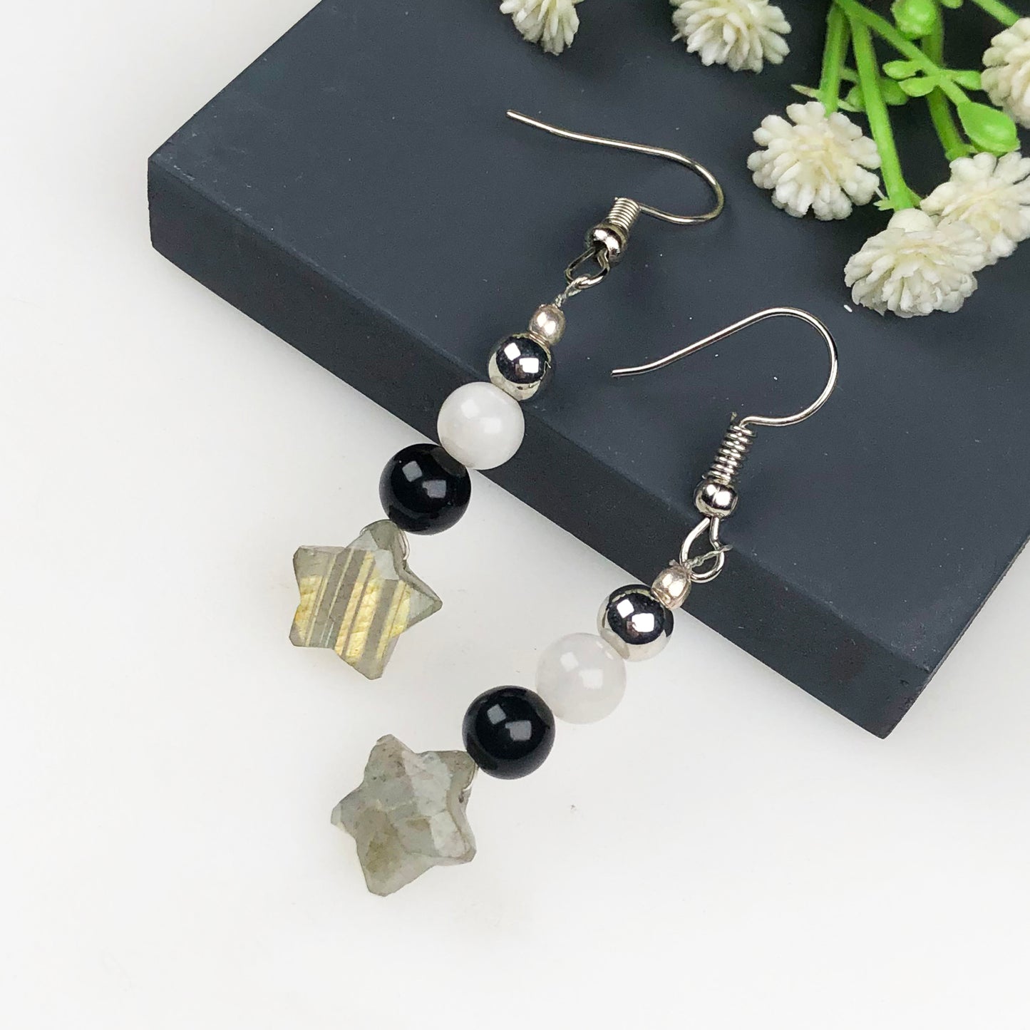Natural Gemstone Very pretty Labradorite, Onyx and Agate Earrings for Women and Girls