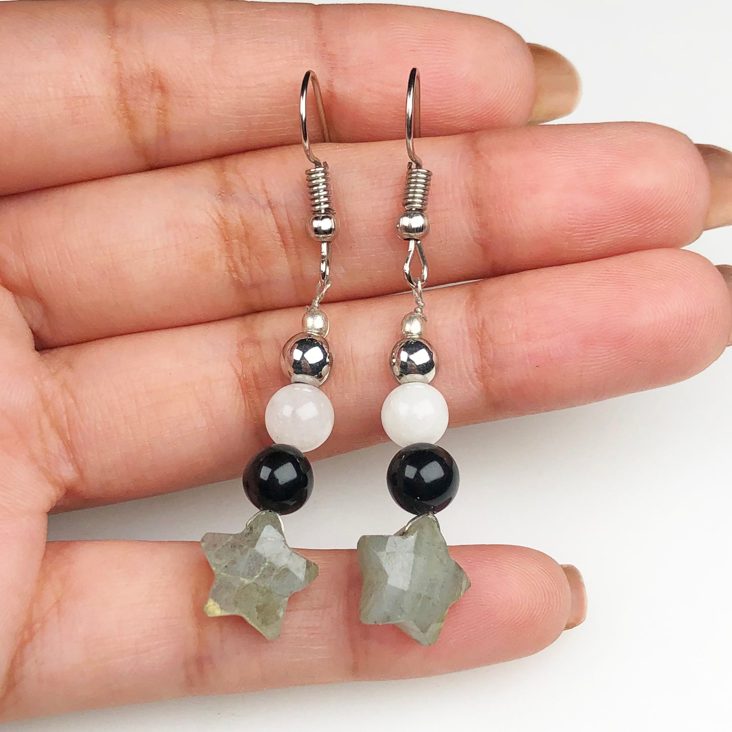 Natural Gemstone Very pretty Labradorite, Onyx and Agate Earrings for Women and Girls