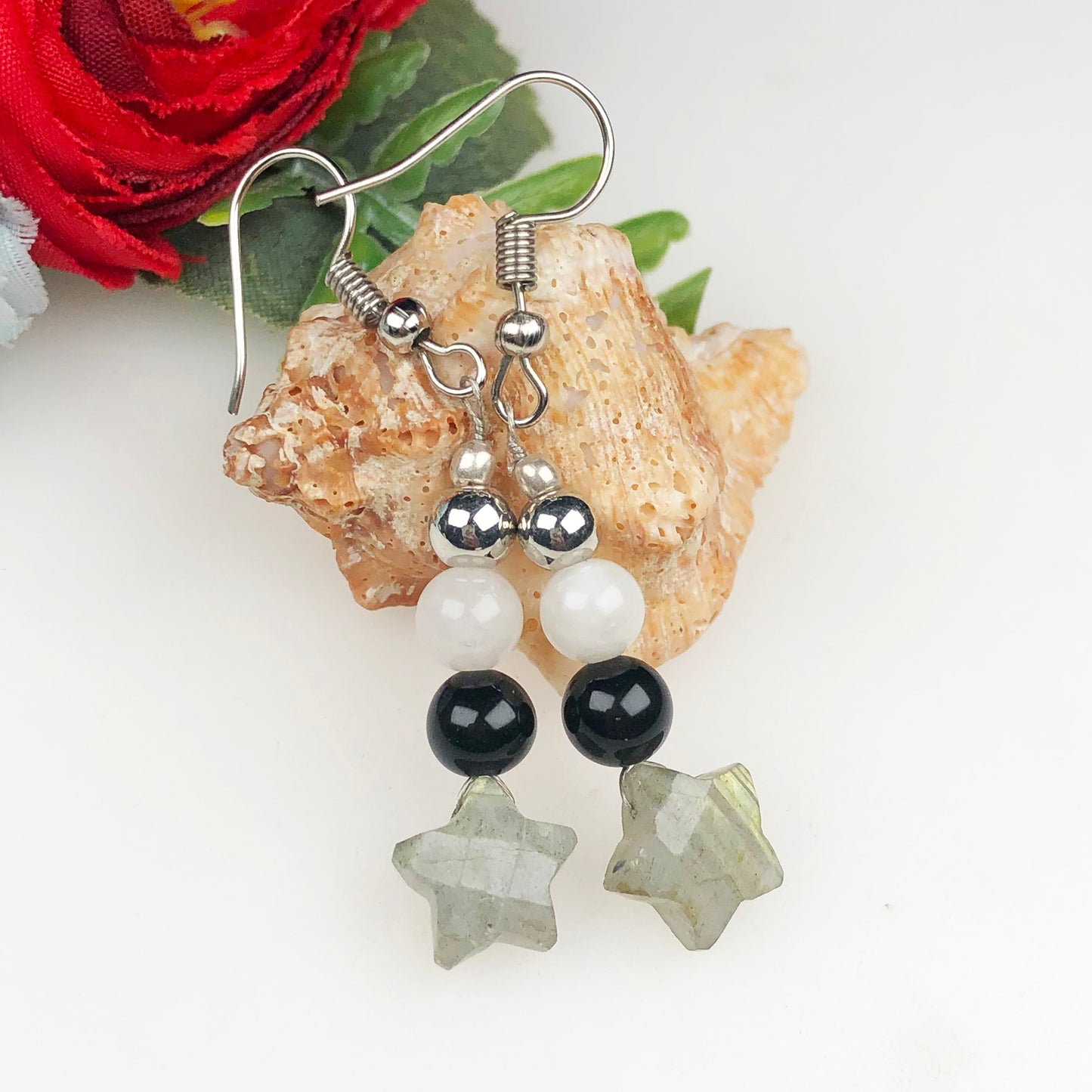 Natural Gemstone Very pretty Labradorite, Onyx and Agate Earrings for Women and Girls