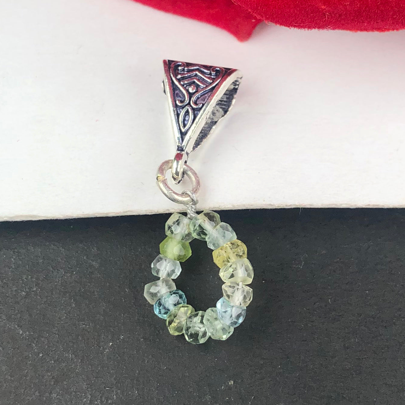 Blue Aquamarine and Green Amethyst Healing Pendant for Women and Girls