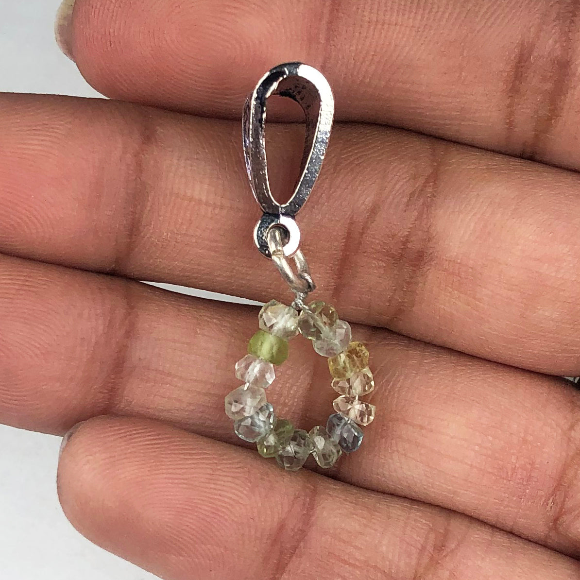 Blue Aquamarine and Green Amethyst Healing Pendant for Women and Girls