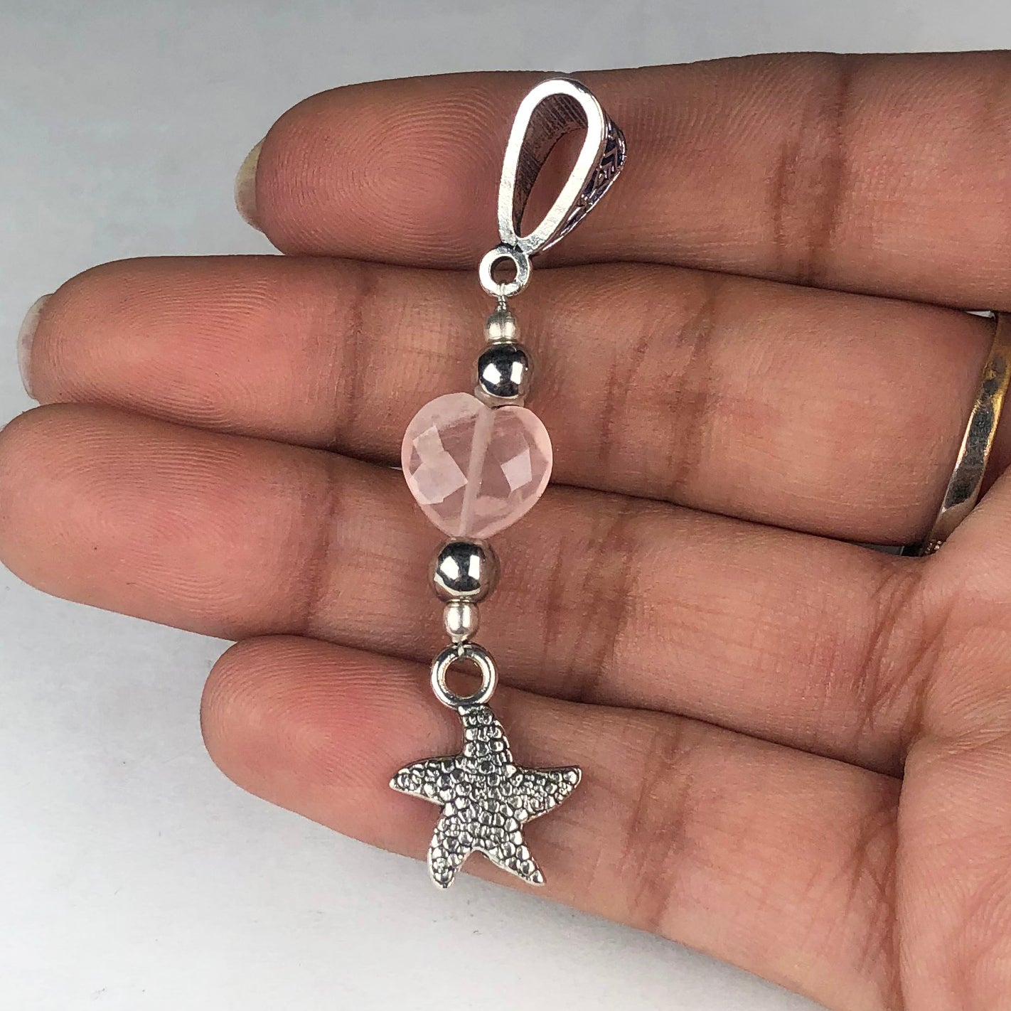 Pink Rose Quartz Pendant Healing for Women and Girls