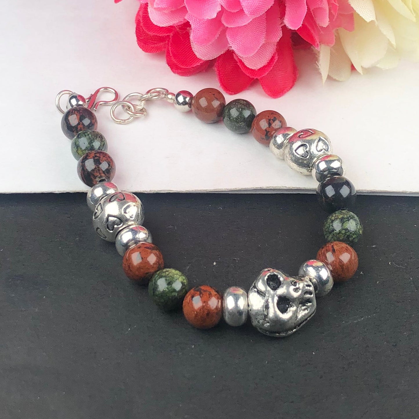 Top Quality Green Ocean Jasper and Brown Jasper Healing Bracelet Adjustable