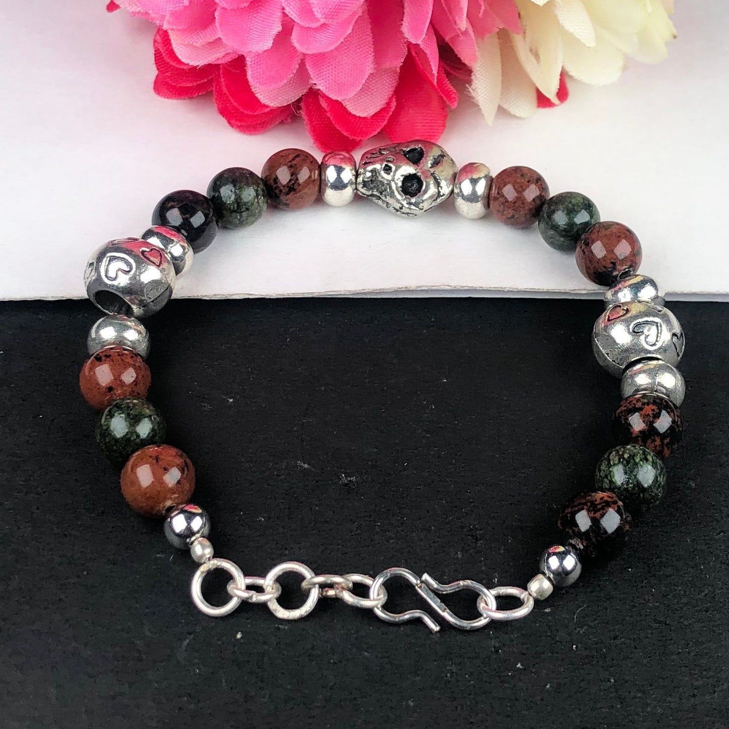 Top Quality Green Ocean Jasper and Brown Jasper Healing Bracelet Adjustable
