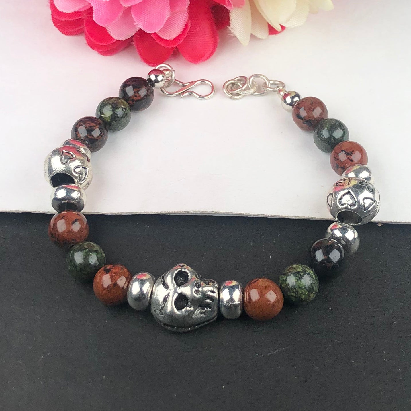 Top Quality Green Ocean Jasper and Brown Jasper Healing Bracelet Adjustable
