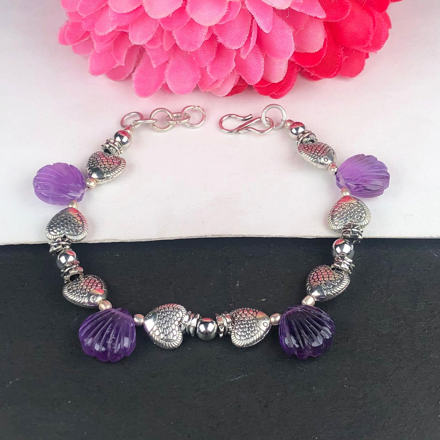 Fantastic Purple Amethyst Healing Bracelet Adjustable