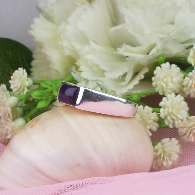 Amazing Gemstone Amethyst Ring Main Metal Brass, Silver Coated
