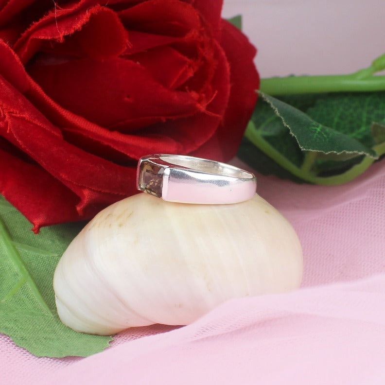 Modern Smoky Quartz Ring for Women and Girls