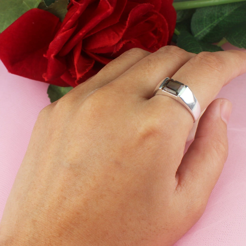 Modern Smoky Quartz Ring for Women and Girls
