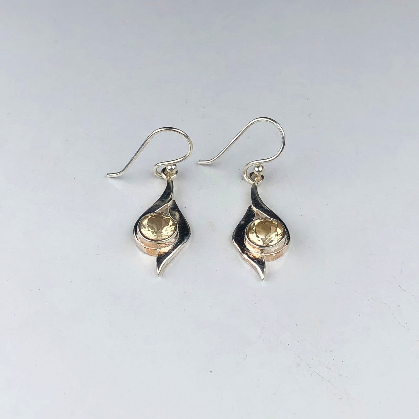 Wonderful Citrine Earrings Made of Brass Silver Polished Danglers