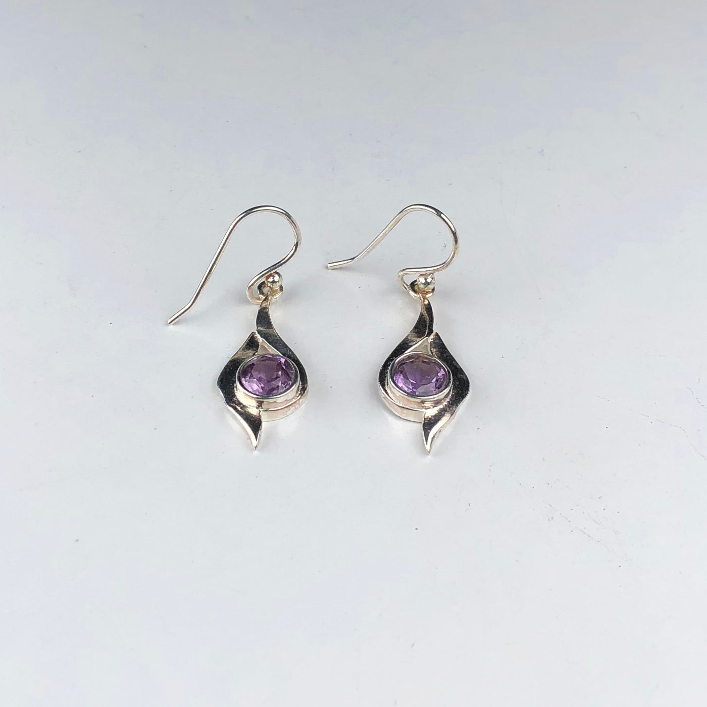 Alluring Purple Amethyst Earrings Made of Brass Silver Polished Danglers
