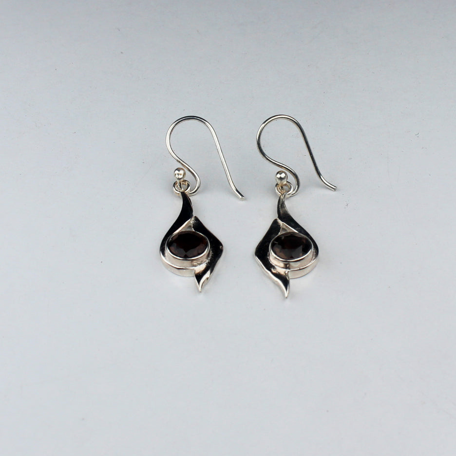 Radiant Brown Smoky Quartz Earrings Made of Brass Silver Polished Danglers