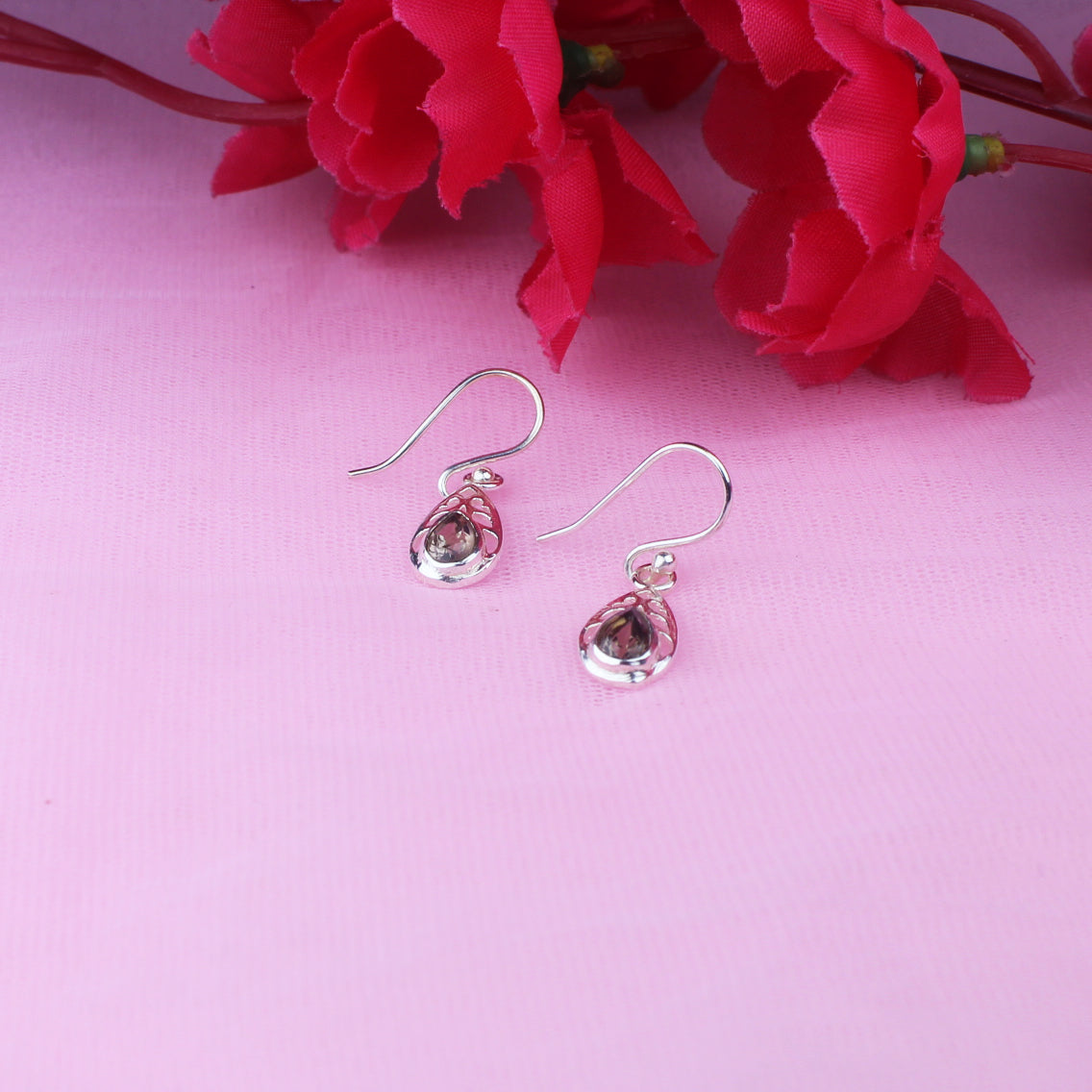 Opulent
Brown Smoky Quartz Earrings Made of Brass Silver Polished Danglers