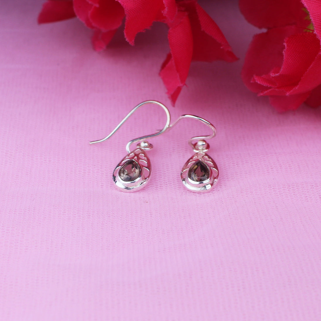 Opulent
Brown Smoky Quartz Earrings Made of Brass Silver Polished Danglers