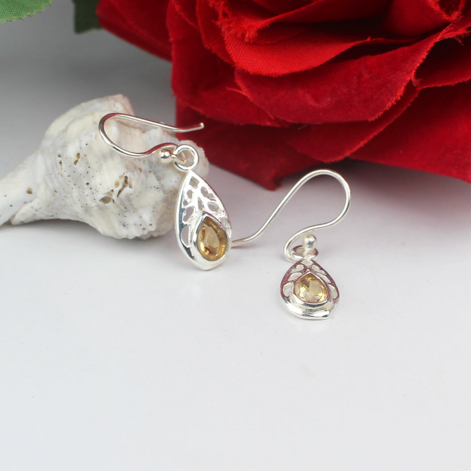 Beautiful Citrine Earrings Made of Brass Silver Polished Danglers
