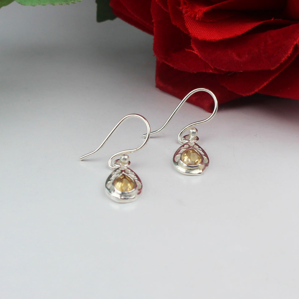 Beautiful Citrine Earrings Made of Brass Silver Polished Danglers