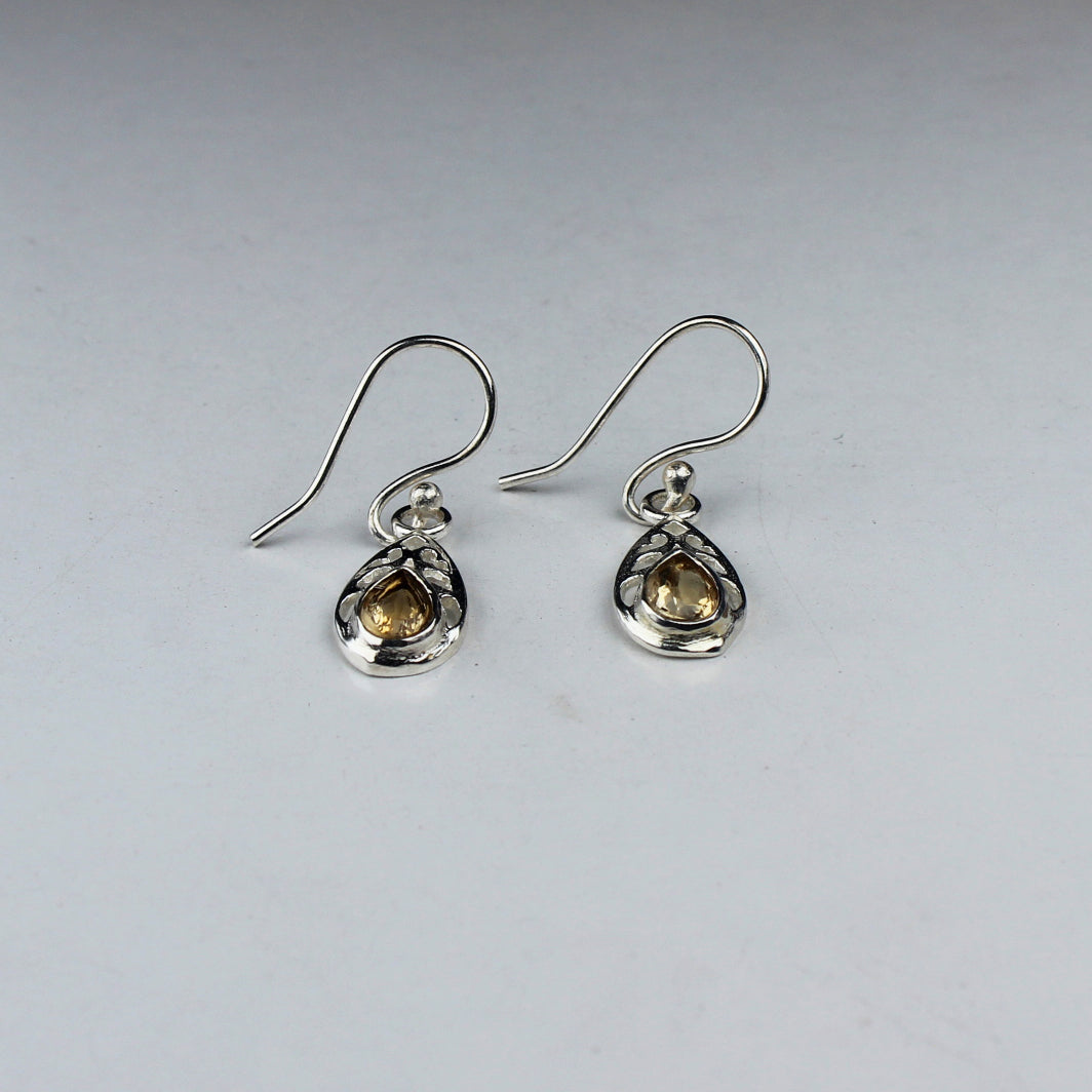 Beautiful Citrine Earrings Made of Brass Silver Polished Danglers