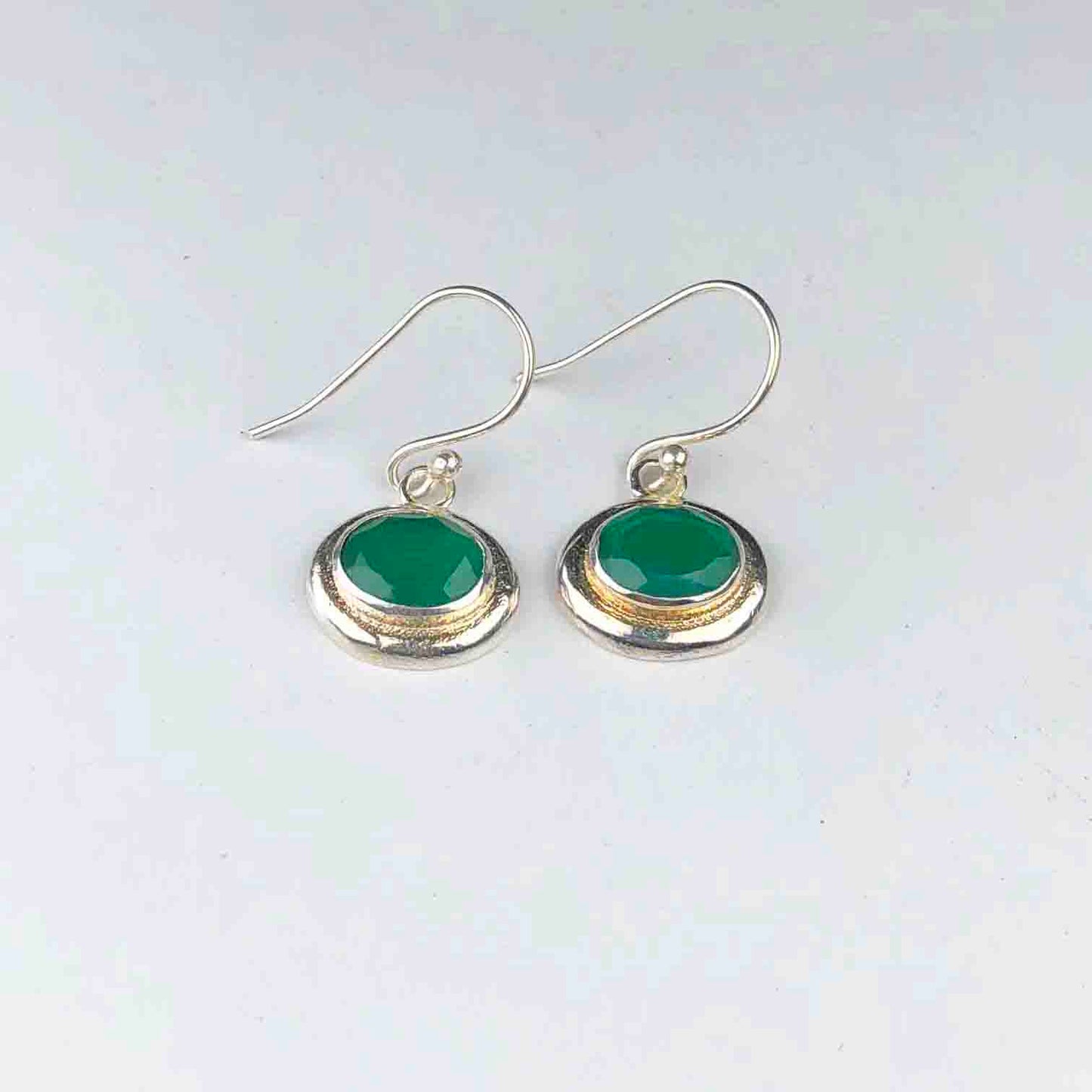 Awesome Green Onyx Earrings Made of Brass Silver Polished Danglers