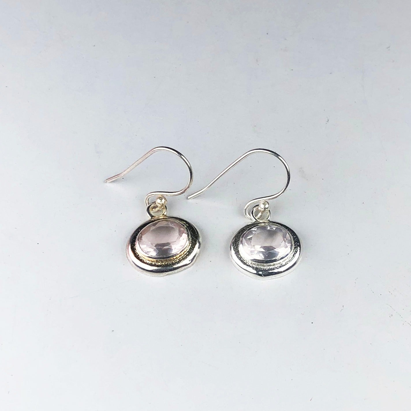Wonderful Clear Quartz Earrings Made of Brass Silver Polished Danglers