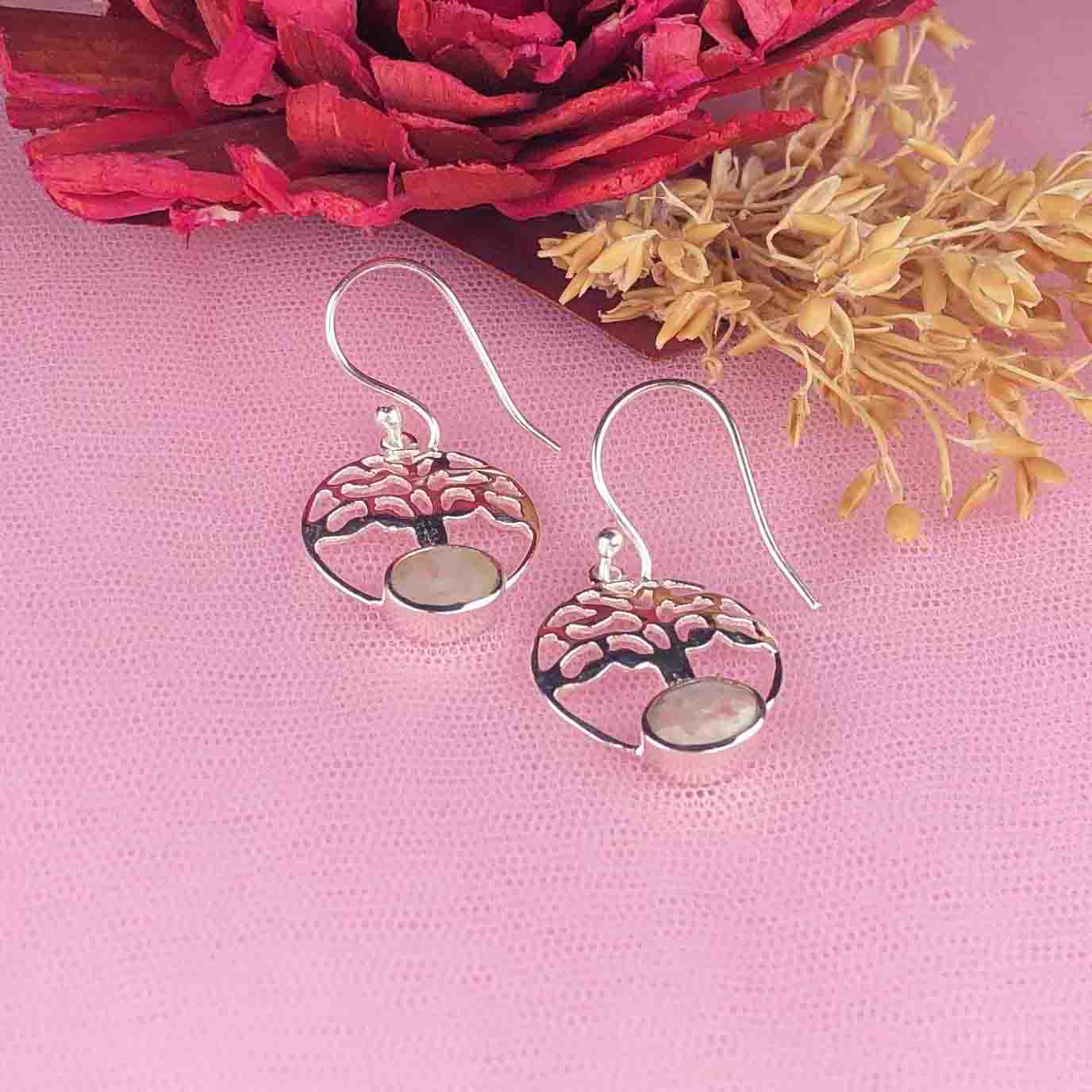 Awesome White Moonstone Earrings Made of Brass Silver Polished Danglers