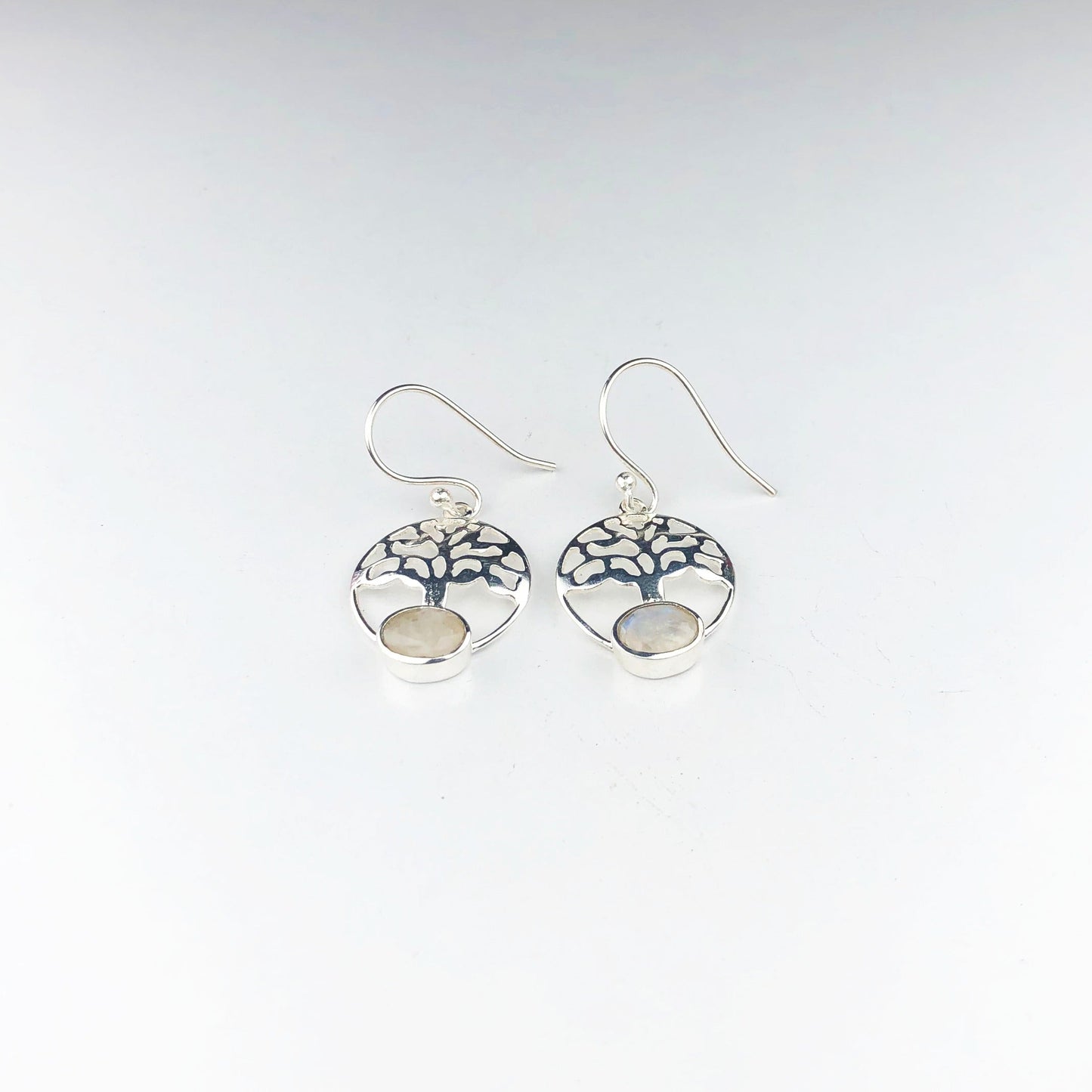 Awesome White Moonstone Earrings Made of Brass Silver Polished Danglers