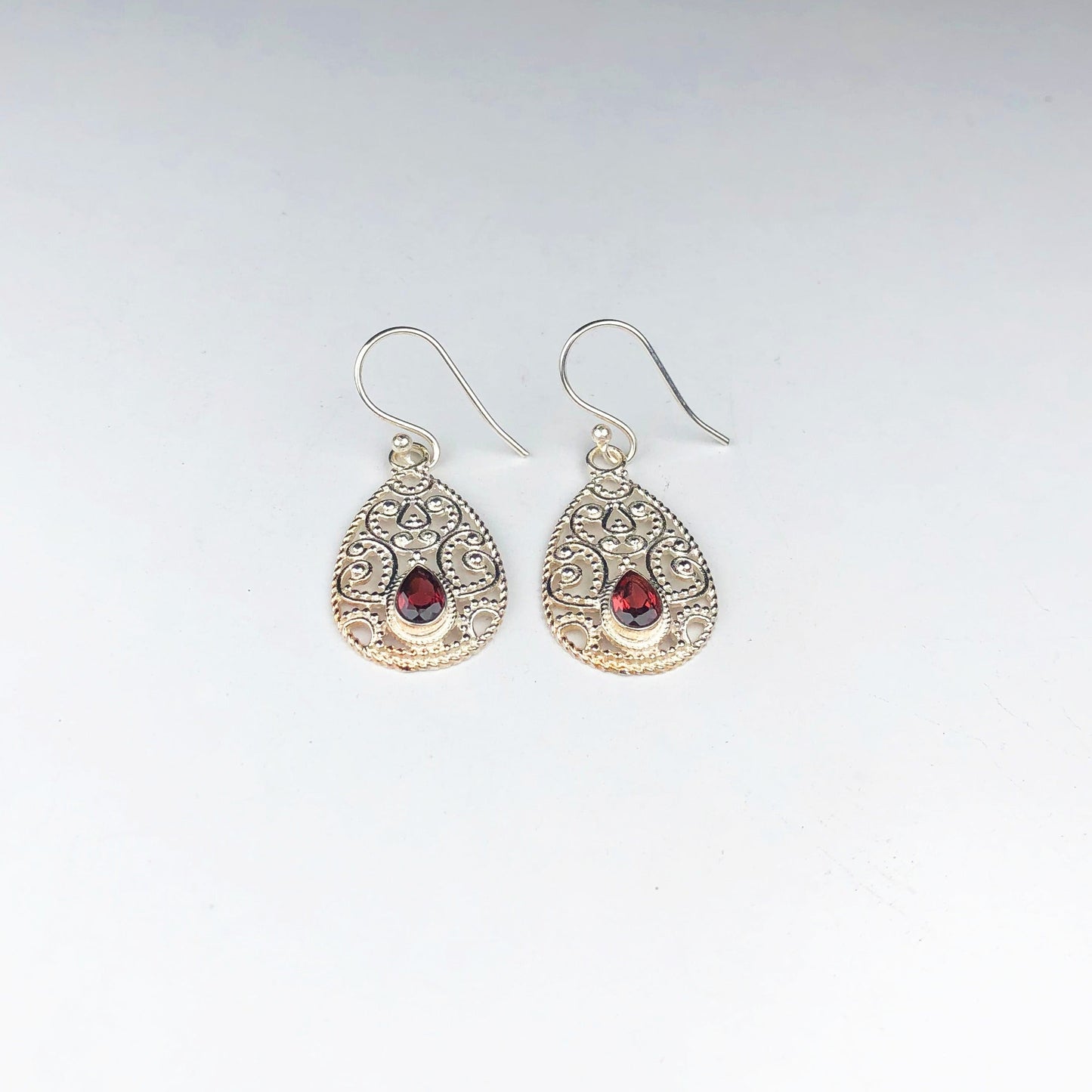 Amazing Red Ruby Earrings Made of Brass Silver Polished Danglers