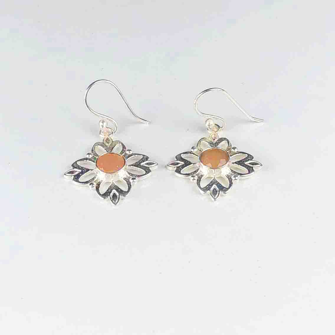 Top Quality Pink Chalcedony Earrings Made of Brass Silver Polished Danglers