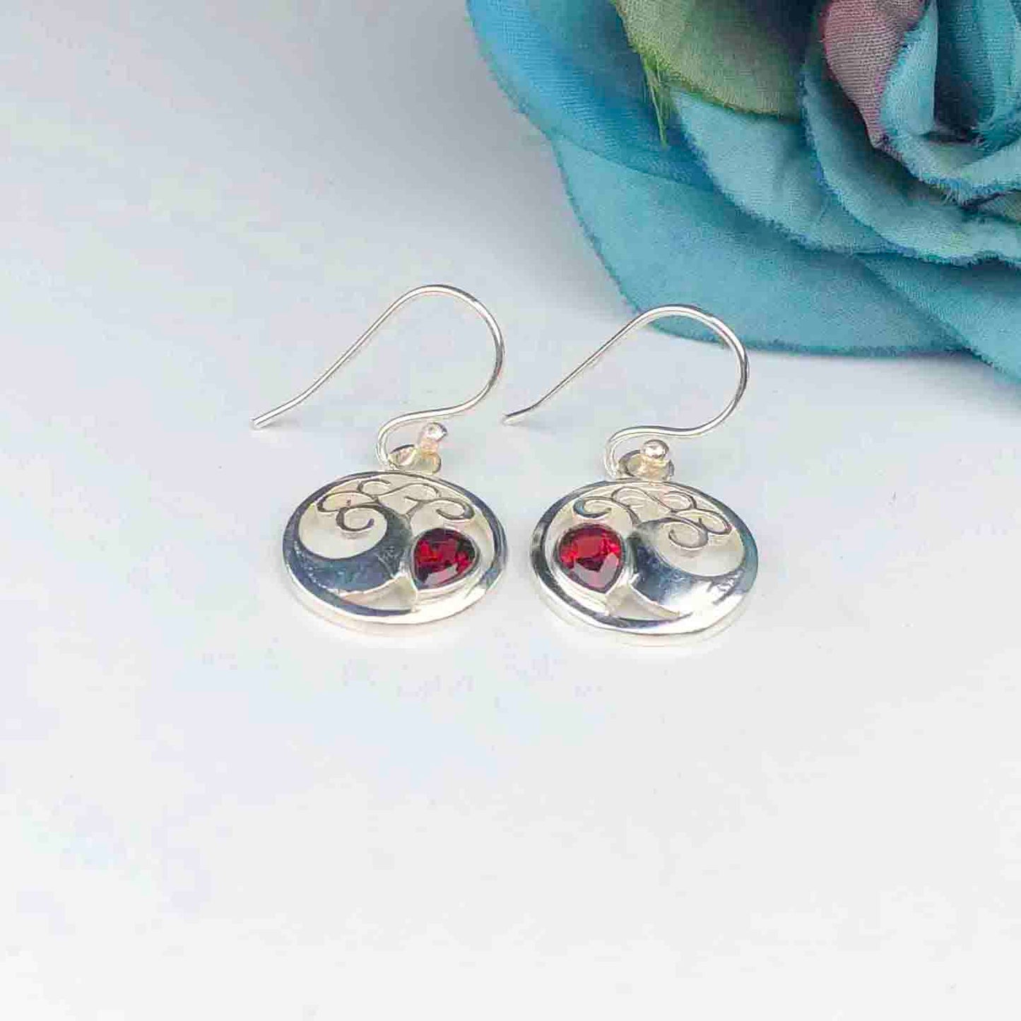 Elegant Red Ruby Earrings Made of Brass Silver Polished Danglers