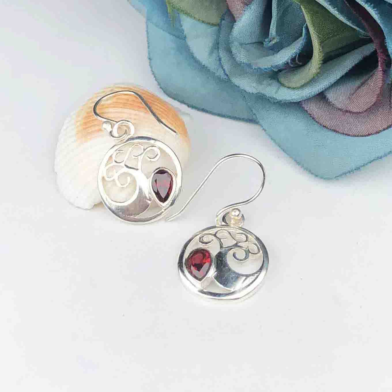 Elegant Red Ruby Earrings Made of Brass Silver Polished Danglers