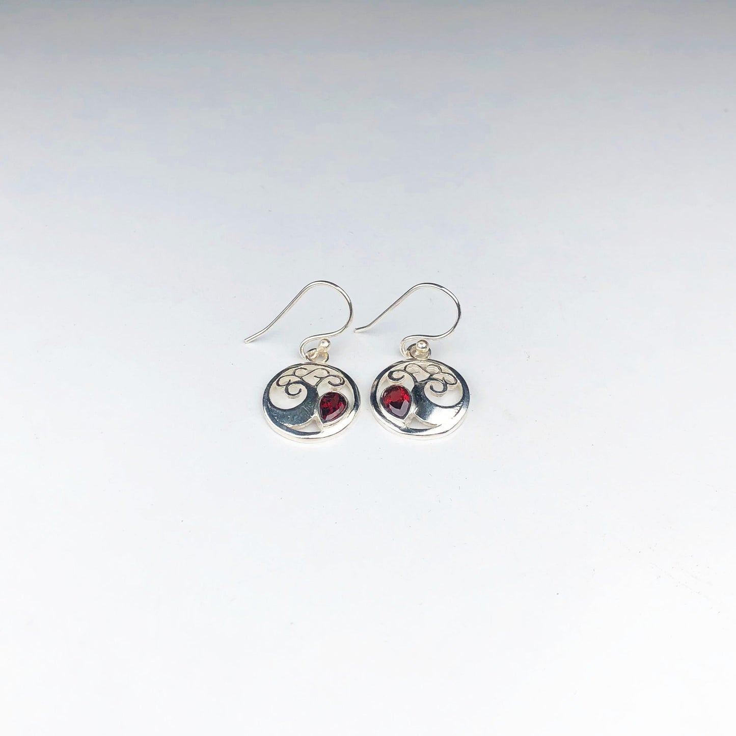 Elegant Red Ruby Earrings Made of Brass Silver Polished Danglers