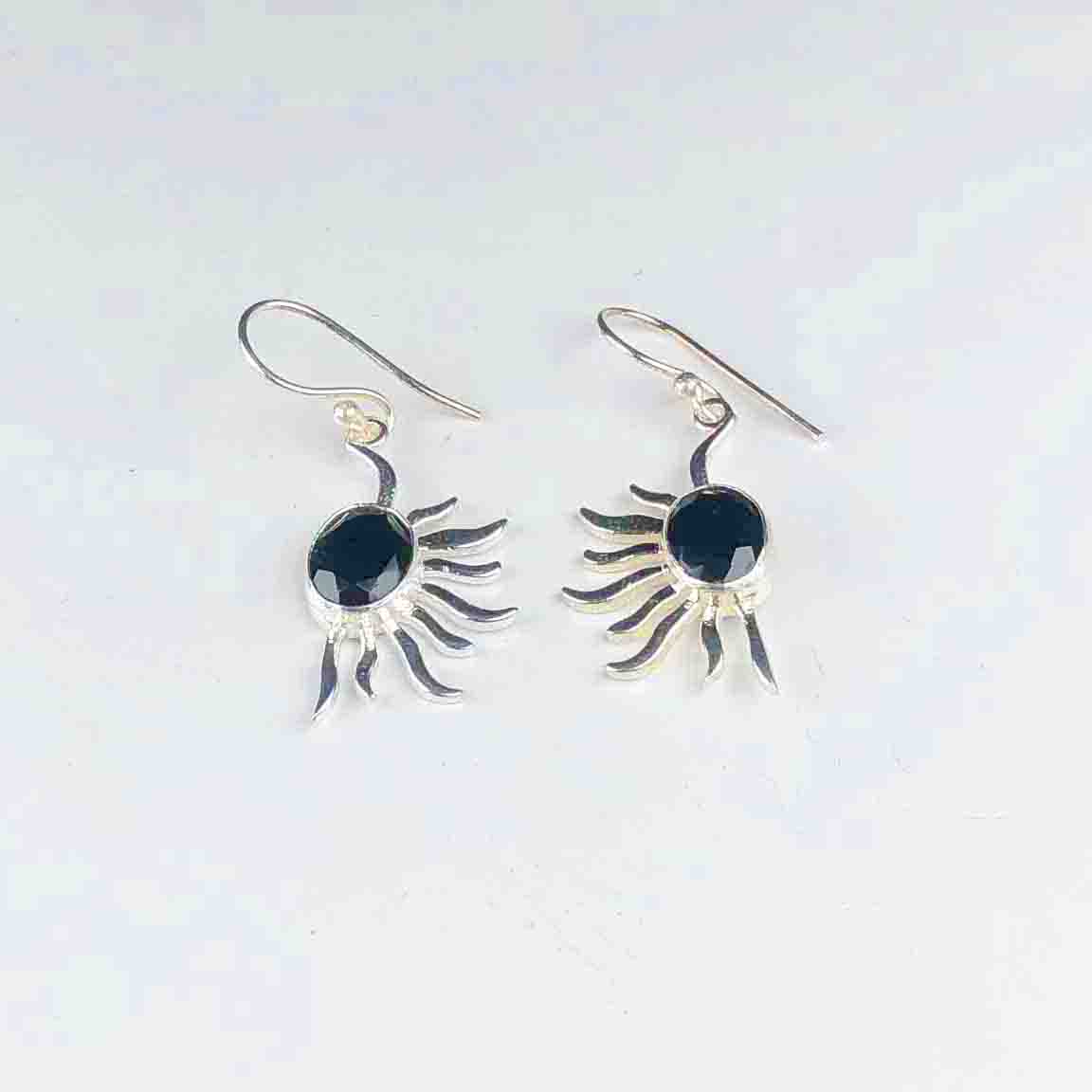 Trendy Black Spinel Earrings Made of Brass Silver Polished Danglers