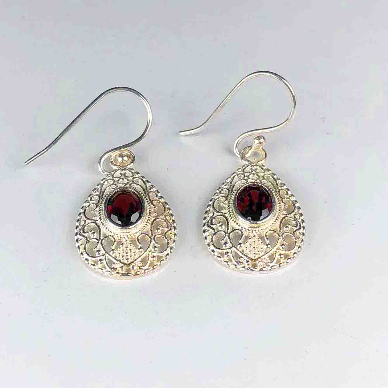 Fantastic Red Ruby Earrings Made of Brass Silver Polished Danglers
