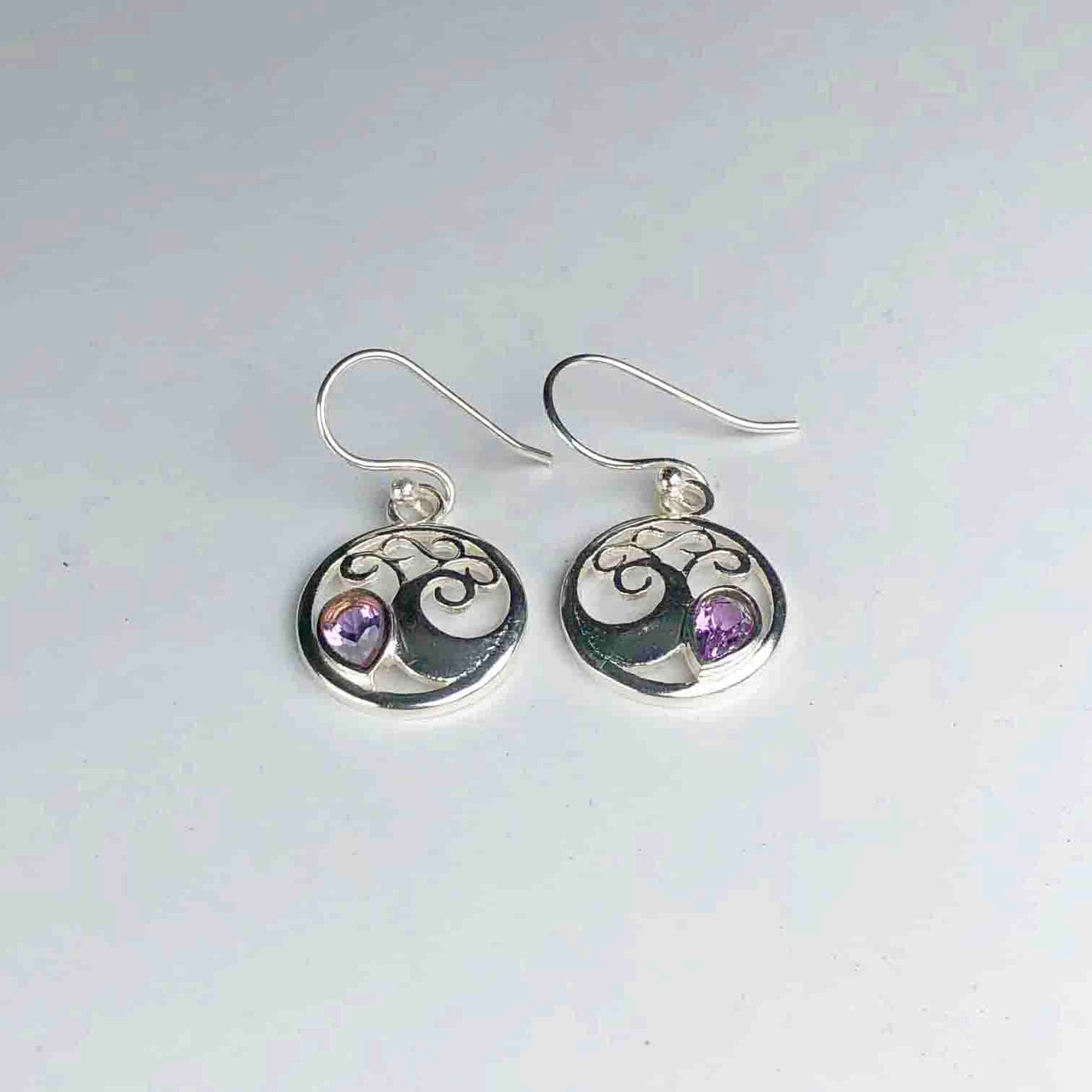Wonderful Purple Amethyst Earrings Made of Brass Silver Polished Danglers