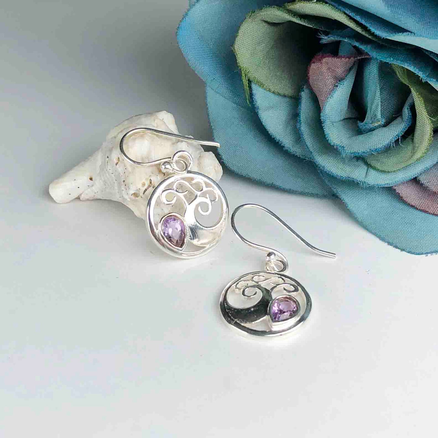 Wonderful Purple Amethyst Earrings Made of Brass Silver Polished Danglers