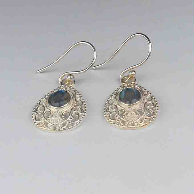 One of a kind Blue Labradorite Earrings Made of Brass Silver Polished Danglers