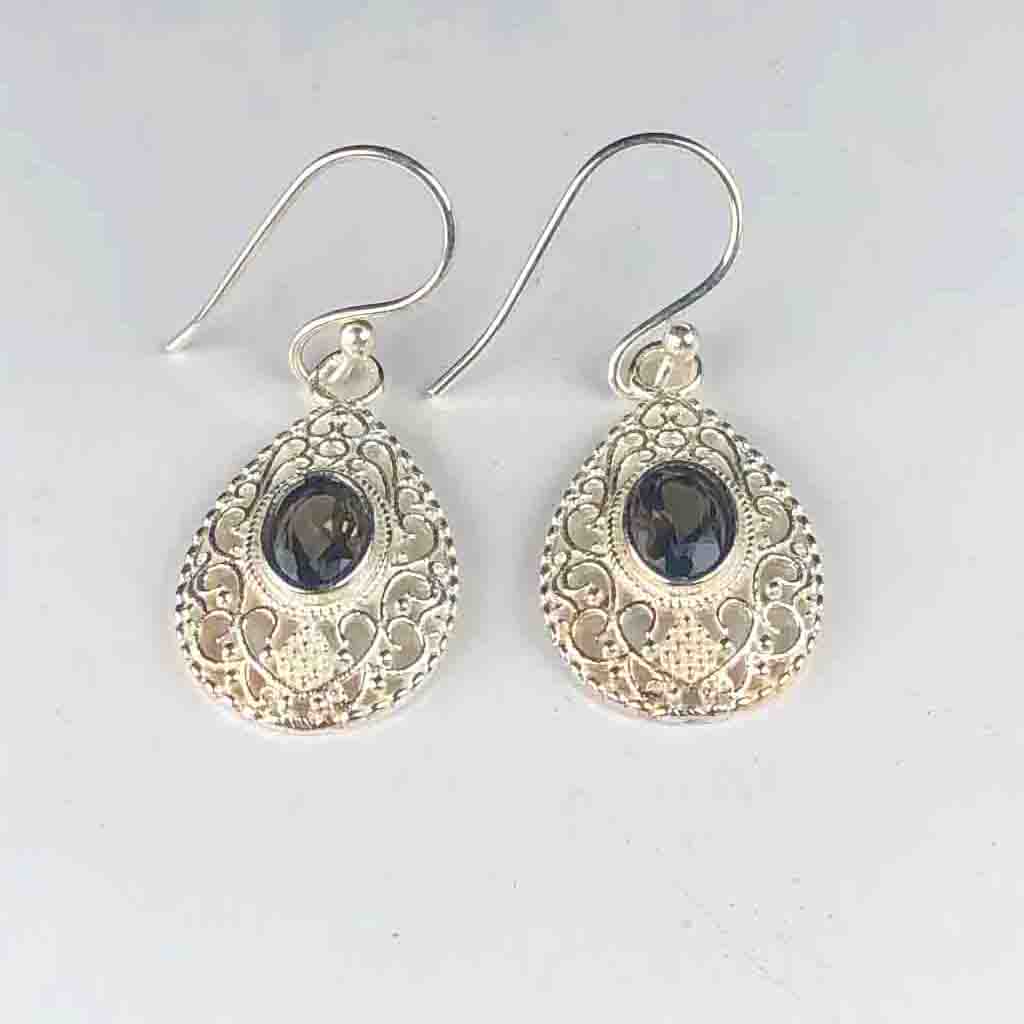Amazing Brown Smoky Quartz Earrings Made of Brass Silver Polished Danglers