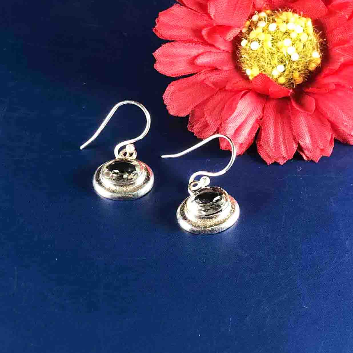 Radiant Green Amethyst Earrings Made of Brass Silver Polished Danglers