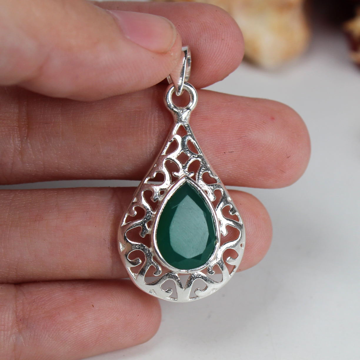 Precious Green Onyx Pendant