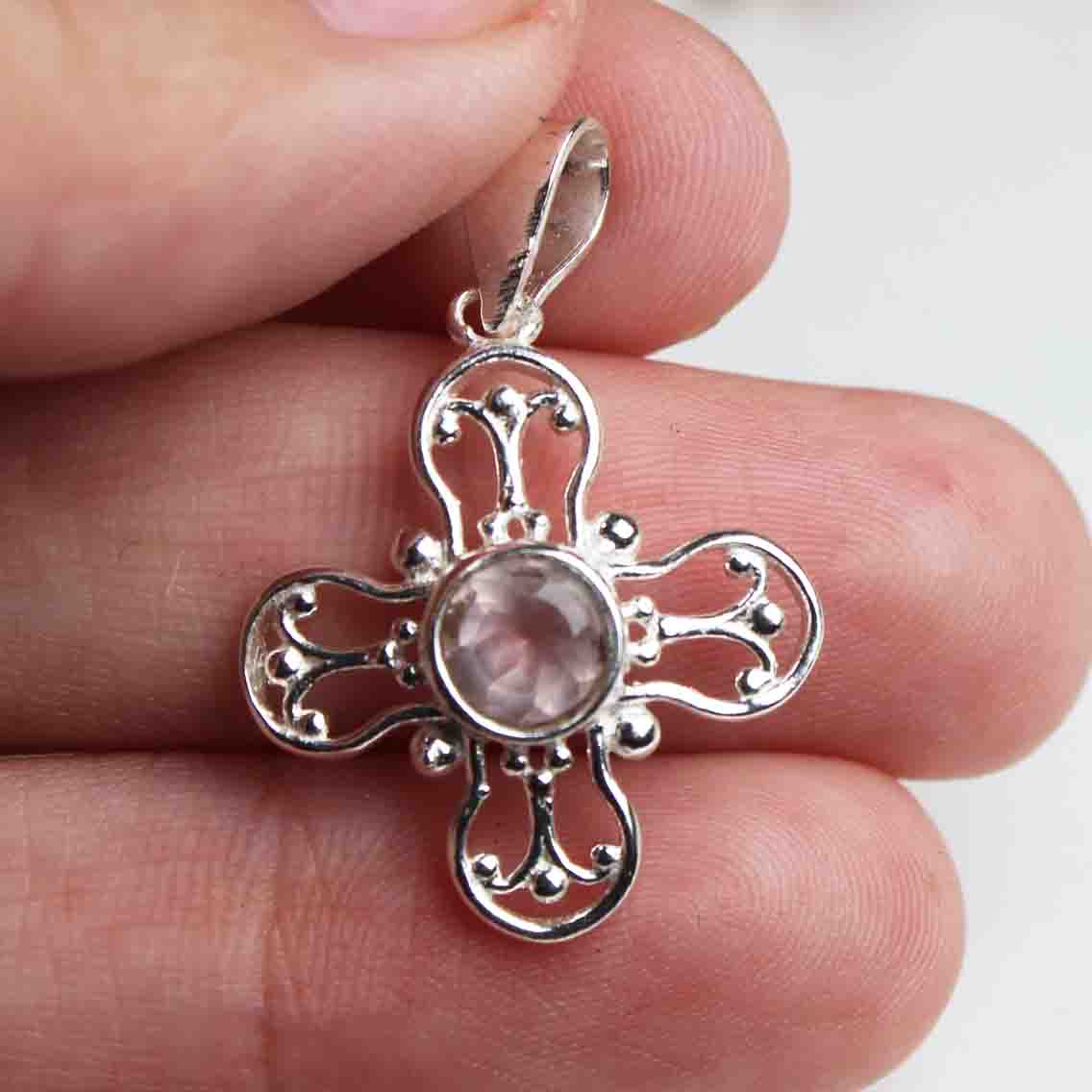 Superb Pink Rose Quartz Pendant