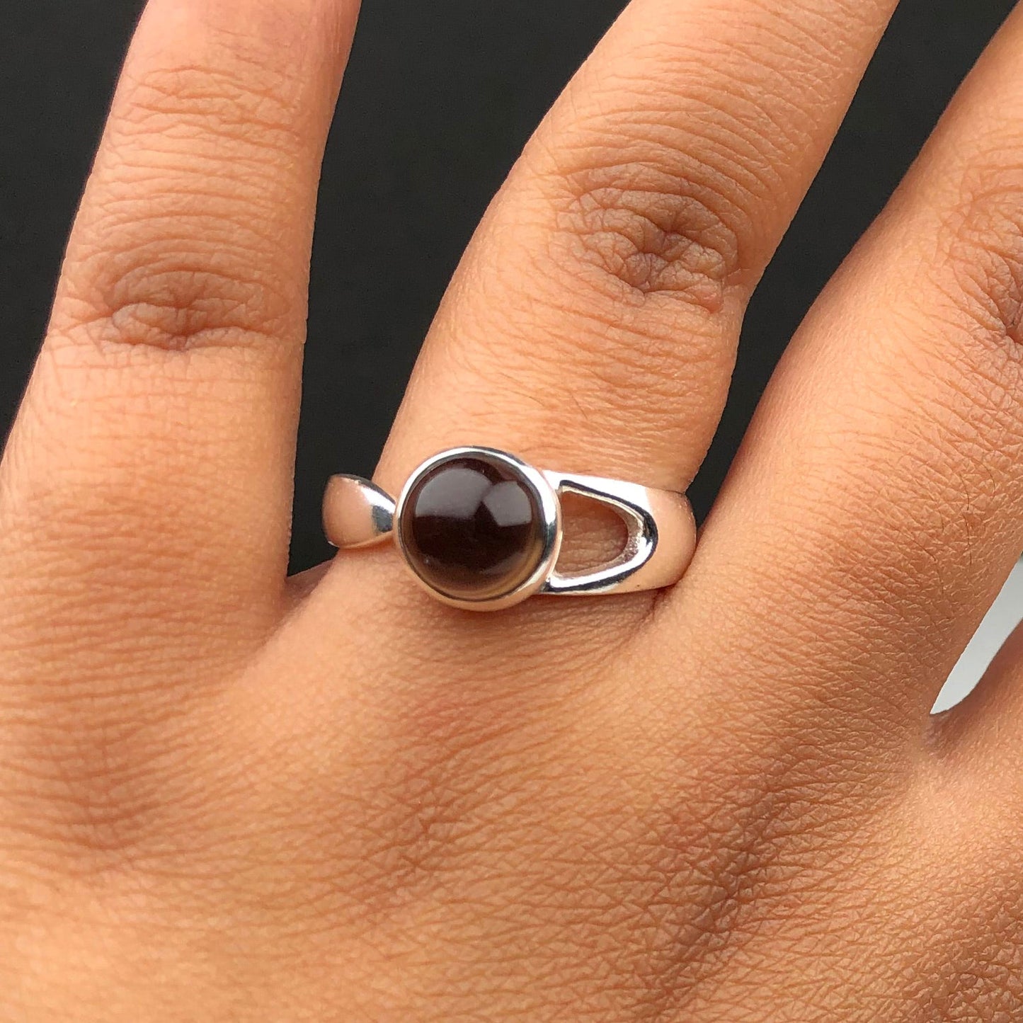 Amazing Brown Smoky Quartz Ring Main Metal Brass, Silver Coated