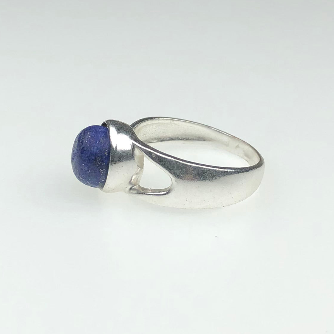 Very pretty Blue Lapiz Lazuli Ring Main Metal Brass, Silver Coated