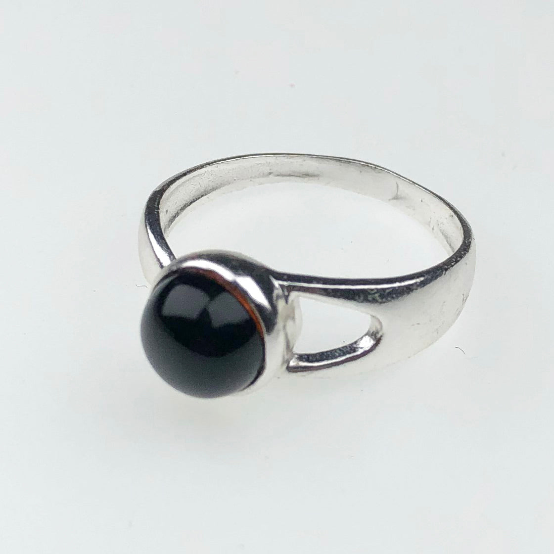 Wonderful Black Obsidian Ring Main Metal Brass, Silver Coated