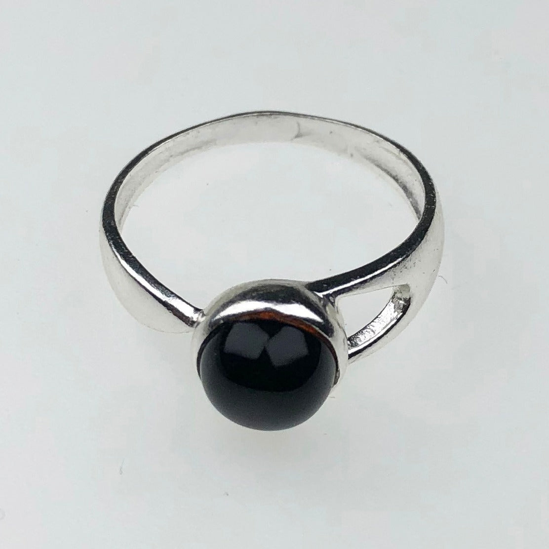 Wonderful Black Obsidian Ring Main Metal Brass, Silver Coated