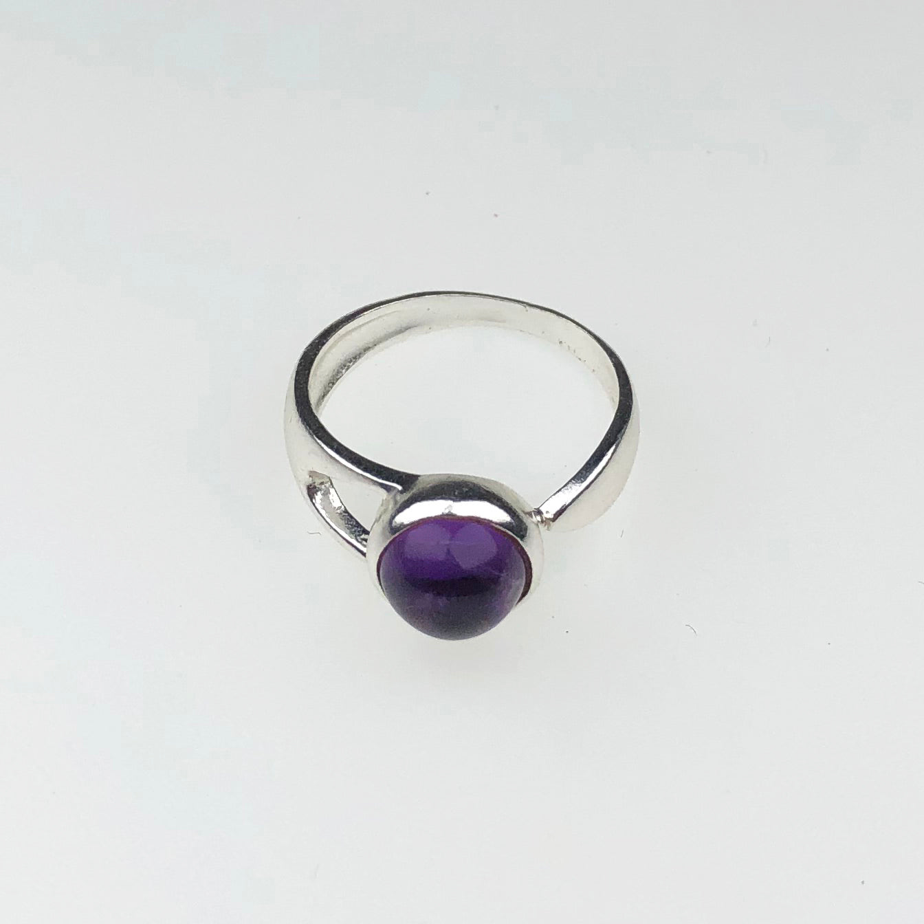 Precious Purple Amethyst Ring Main Metal Brass, Silver Coated