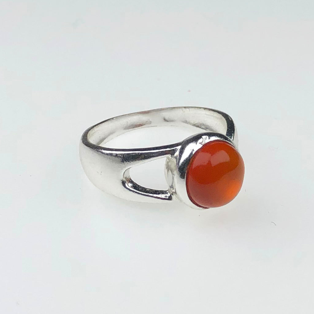 Gorgeous Orange Carnelian Ring Main Metal Brass, Silver Coated
