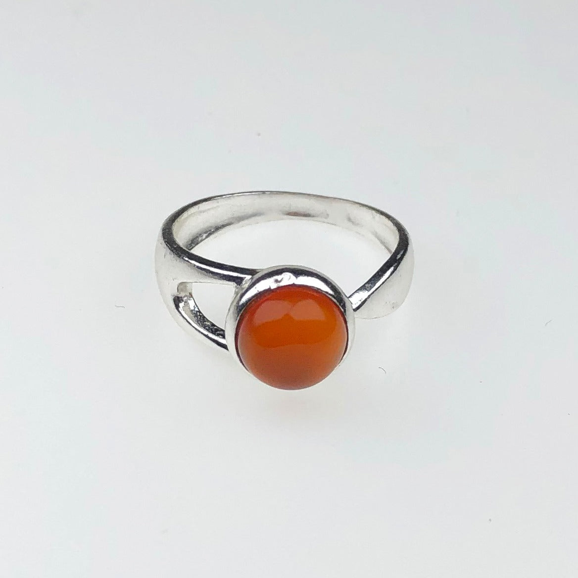 Gorgeous Orange Carnelian Ring Main Metal Brass, Silver Coated