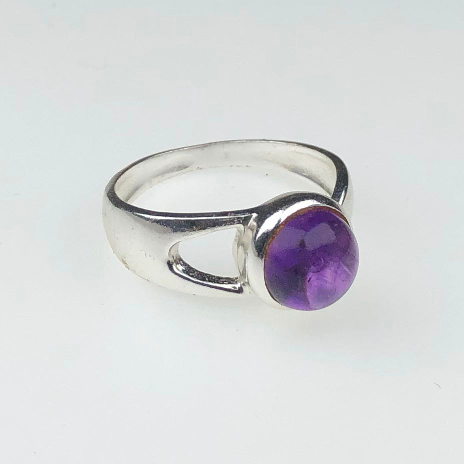 Elegant Purple Amethyst Ring Main Metal Brass, Silver Coated