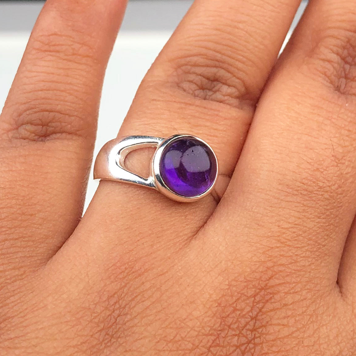 Elegant Purple Amethyst Ring Main Metal Brass, Silver Coated