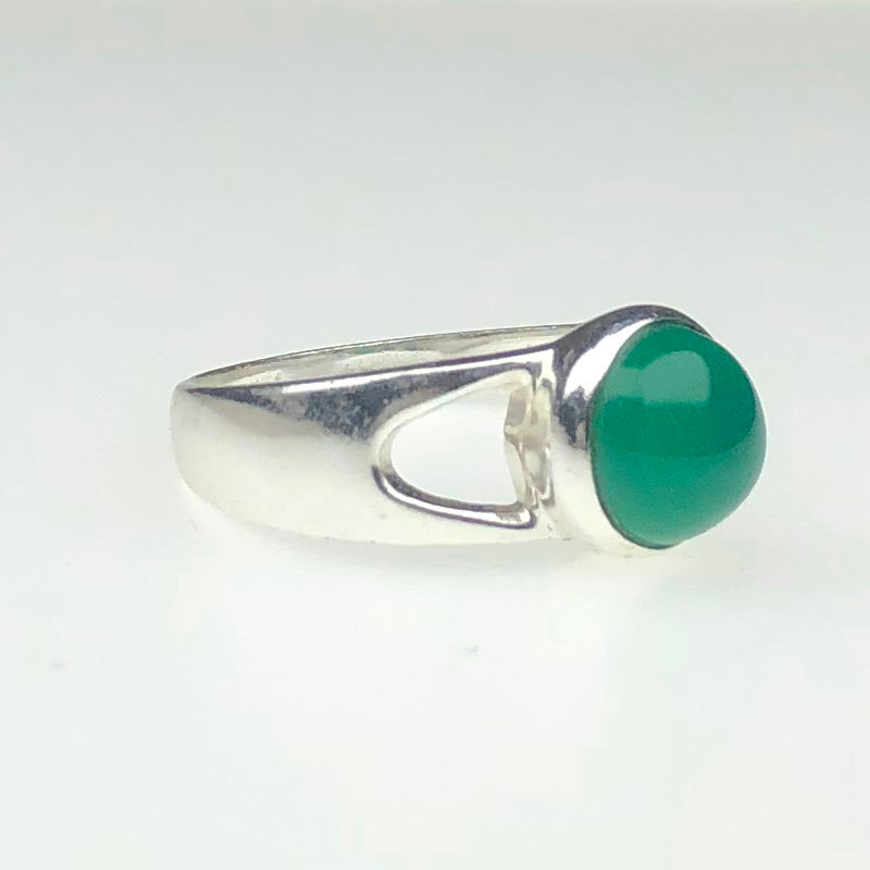 Amazing Green Onyx Ring Main Metal Brass, Silver Coated