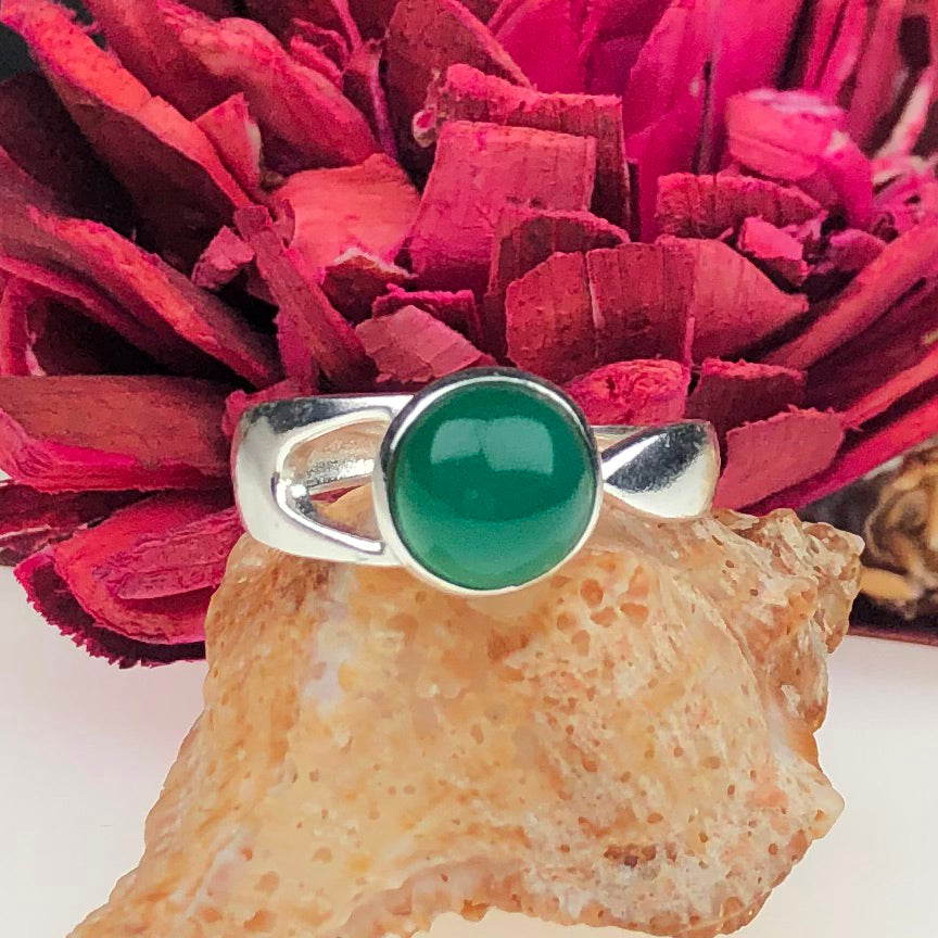 Amazing Green Onyx Ring Main Metal Brass, Silver Coated